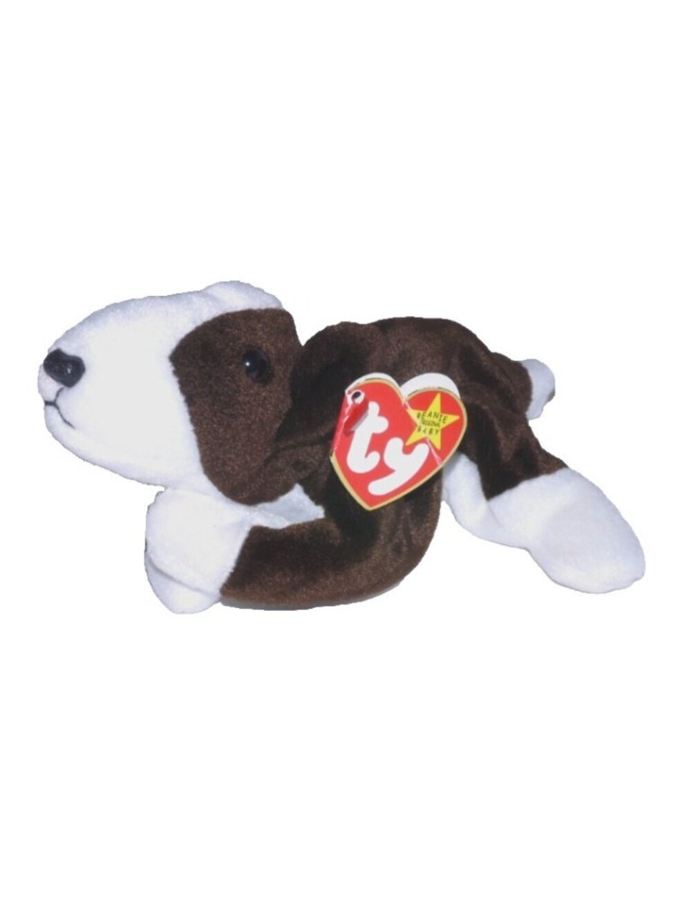 TY Beanie Babies Bruno dog stuffed plush approx 8" long PE pellet 1997